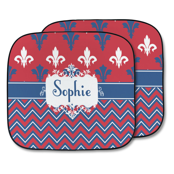 Custom Patriotic Fleur de Lis Car Sun Shade - Two Piece (Personalized)