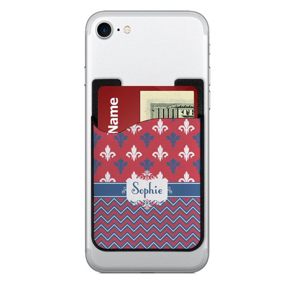 Custom Patriotic Fleur de Lis 2-in-1 Cell Phone Credit Card Holder & Screen Cleaner (Personalized)