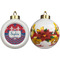Patriotic Fleur de Lis Ceramic Christmas Ornament - Poinsettias (APPROVAL)