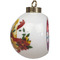 Patriotic Fleur de Lis Ceramic Christmas Ornament - Poinsettias (Side View)