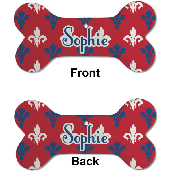 Patriotic Fleur de Lis Ceramic Flat Ornament - Bone Front & Back (APPROVAL)