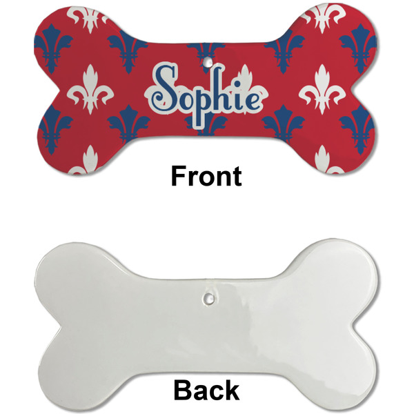 Patriotic Fleur de Lis Ceramic Flat Ornament - Bone Front & Back Single Print (APPROVAL)