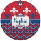 Patriotic Fleur de Lis Ceramic Flat Ornament - Circle (Front)