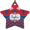 Patriotic Fleur de Lis Ceramic Flat Ornament - Star (Front)