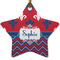 Patriotic Fleur de Lis Star Ceramic Ornament w/ Name or Text