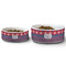 Patriotic Fleur de Lis Ceramic Dog Bowls - Size Comparison
