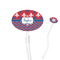 Patriotic Fleur de Lis Clear Plastic 7" Stir Stick - Oval - Closeup