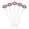 Patriotic Fleur de Lis Clear Plastic 7" Stir Stick - Oval - Fan