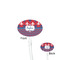 Patriotic Fleur de Lis Clear Plastic 7" Stir Stick - Oval - Front & Back