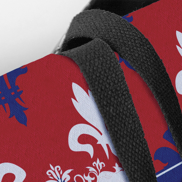 Patriotic Fleur de Lis Closeup of Tote w/Black Handles