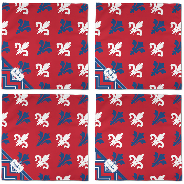 Patriotic Fleur de Lis Cloth Napkins - Personalized Dinner (APPROVAL) Set of 4