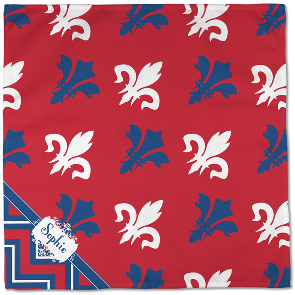 Patriotic Fleur de Lis Cloth Napkins - Personalized Dinner (Full Open)