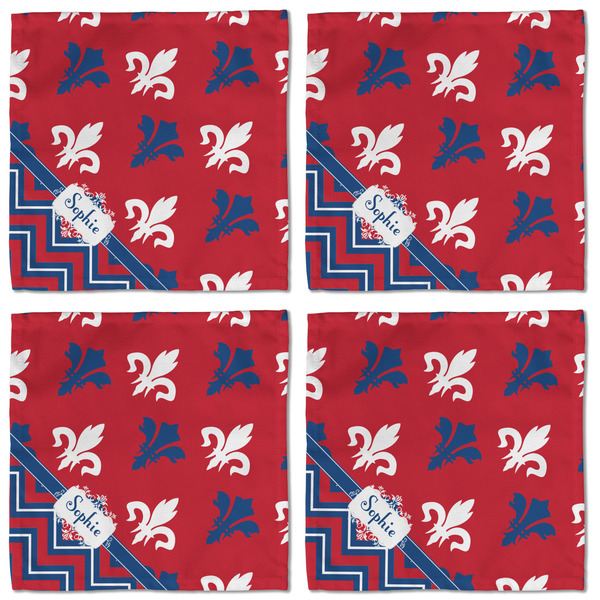 Patriotic Fleur de Lis Cloth Napkins - Personalized Lunch (APPROVAL) Set of 4