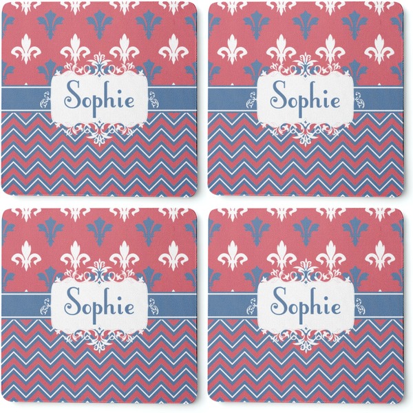 Patriotic Fleur de Lis Coaster Rubber Back - Apvl