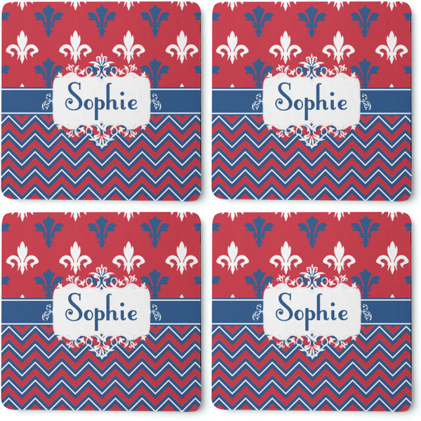 Patriotic Fleur de Lis Coaster Rubber Back - Apvl