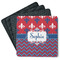 Patriotic Fleur de Lis Square Rubber Backed Coasters - Set of 4 (Personalized)