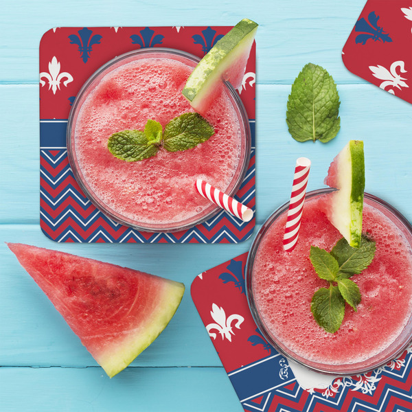 Patriotic Fleur de Lis Coaster Set - LIFESTYLE