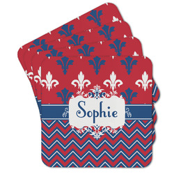 Patriotic Fleur de Lis Cork Coaster - Set of 4 w/ Name or Text