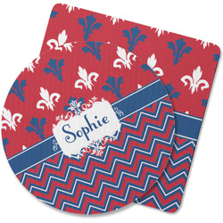 Patriotic Fleur de Lis Rubber Backed Coaster (Personalized)