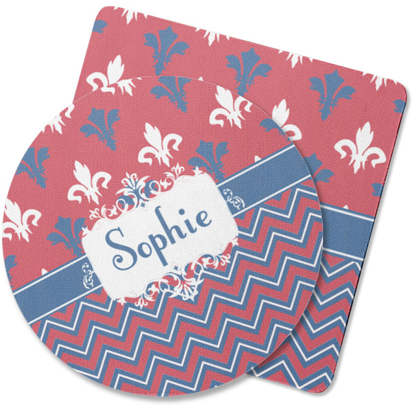 Custom Patriotic Fleur de Lis Rubber Backed Coaster (Personalized)