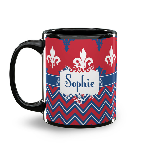 Patriotic Fleur de Lis Coffee Mug - 11 oz - Black