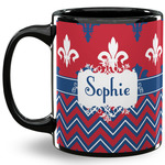 Patriotic Fleur de Lis 11 Oz Coffee Mug - Black (Personalized)
