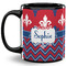 Patriotic Fleur de Lis Coffee Mug - 11 oz - Full- Black