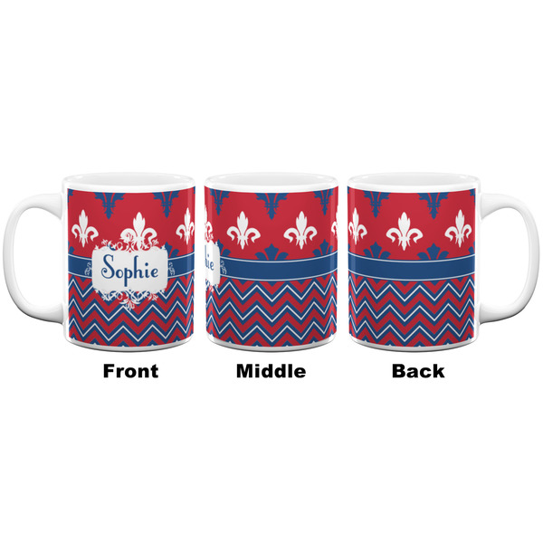 Patriotic Fleur de Lis Coffee Mug - 11 oz - White APPROVAL