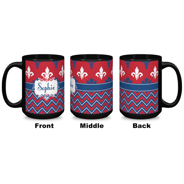 Patriotic Fleur de Lis Coffee Mug - 15 oz - Black APPROVAL