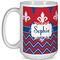 Patriotic Fleur de Lis Coffee Mug - 15 oz - White Full