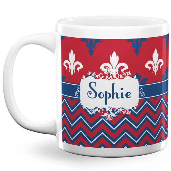 Patriotic Fleur de Lis Coffee Mug - 20 oz - White