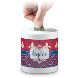 Patriotic Fleur de Lis Coin Bank (Personalized)