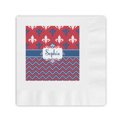 Patriotic Fleur de Lis Coined Cocktail Napkins (Personalized)
