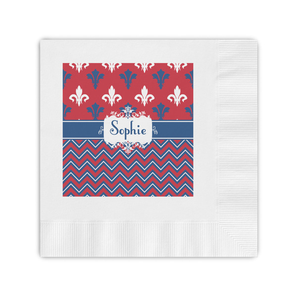Custom Patriotic Fleur de Lis Coined Cocktail Napkins (Personalized)