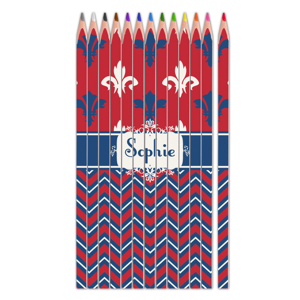 Custom Patriotic Fleur de Lis Colored Pencils (Personalized)