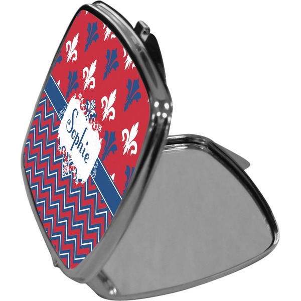 Patriotic Fleur de Lis Compact Mirror (Side View)