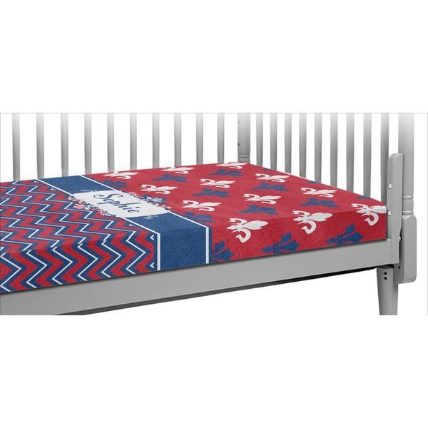 Custom Patriotic Fleur de Lis Crib Fitted Sheet (Personalized)