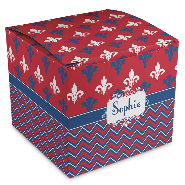 Custom Patriotic Fleur de Lis Cube Favor Gift Boxes (Personalized)