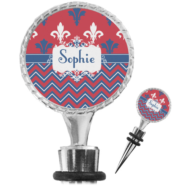 Custom Patriotic Fleur de Lis Wine Bottle Stopper (Personalized)