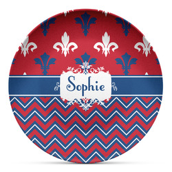 Patriotic Fleur de Lis Microwave Safe Plastic Plate - Composite Polymer (Personalized)