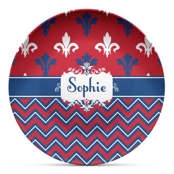 Custom Patriotic Fleur de Lis Microwave Safe Plastic Plate - Composite Polymer (Personalized)