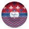 Patriotic Fleur de Lis Microwave Safe Plastic Plate - Composite Polymer (Personalized)