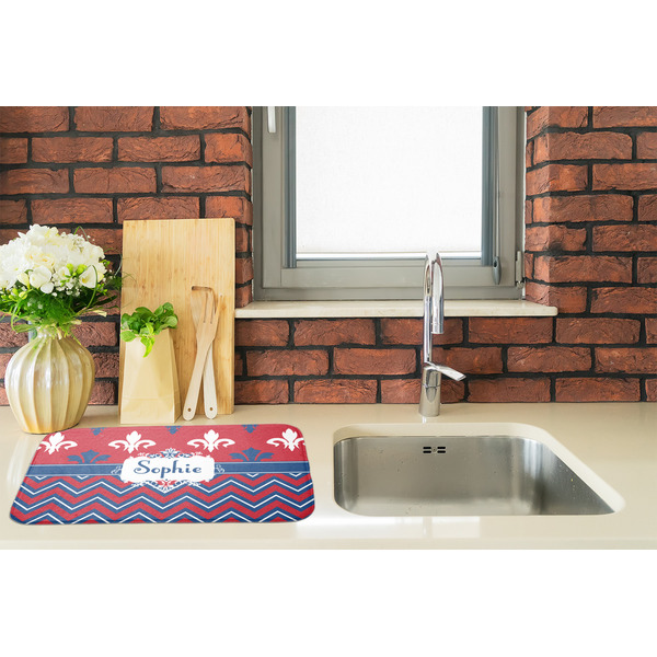 Patriotic Fleur de Lis Dish Drying Mat - LIFESTYLE 2