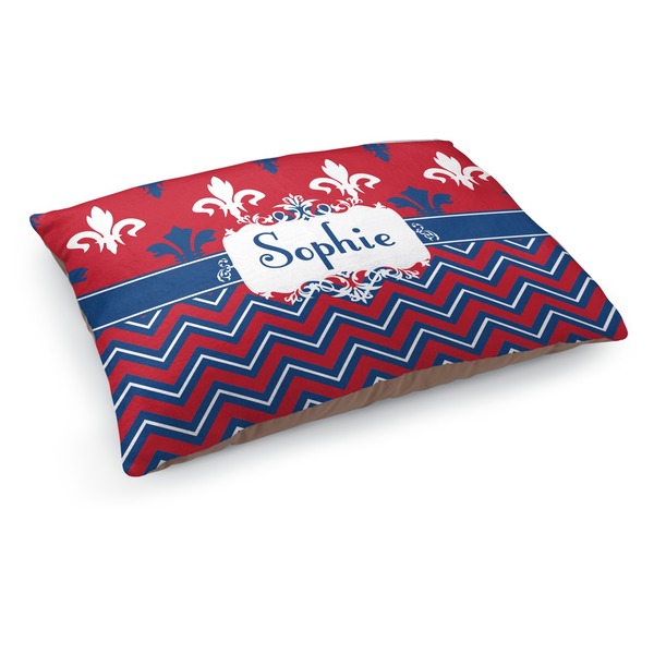 Custom Patriotic Fleur de Lis Dog Bed - Medium w/ Name or Text