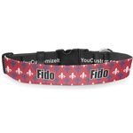 Patriotic Fleur de Lis Deluxe Dog Collar - Extra Large (16" to 27") (Personalized)