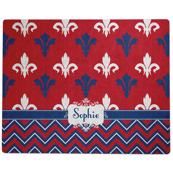 Patriotic Fleur de Lis Dog Food Mat - Large without Bowls
