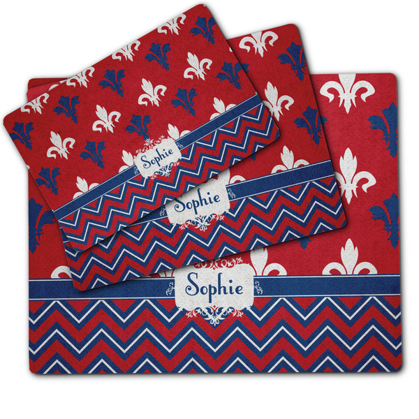 Patriotic Fleur de Lis Dog Food Mat - MAIN (sm, med, lrg)