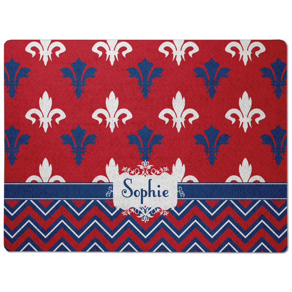 Patriotic Fleur de Lis Dog Food Mat - Medium without bowls