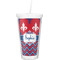 Patriotic Fleur de Lis Double Wall Tumbler with Straw (Personalized)