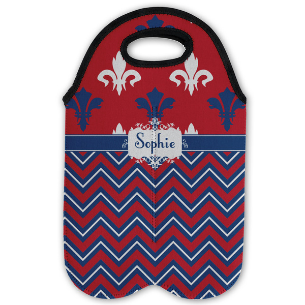 Patriotic Fleur de Lis Double Wine Tote - Flat (new)